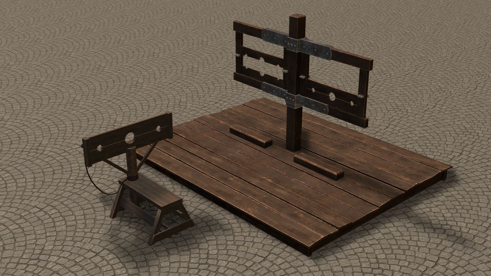 Medieval Stocks Low-poly 3D model_32