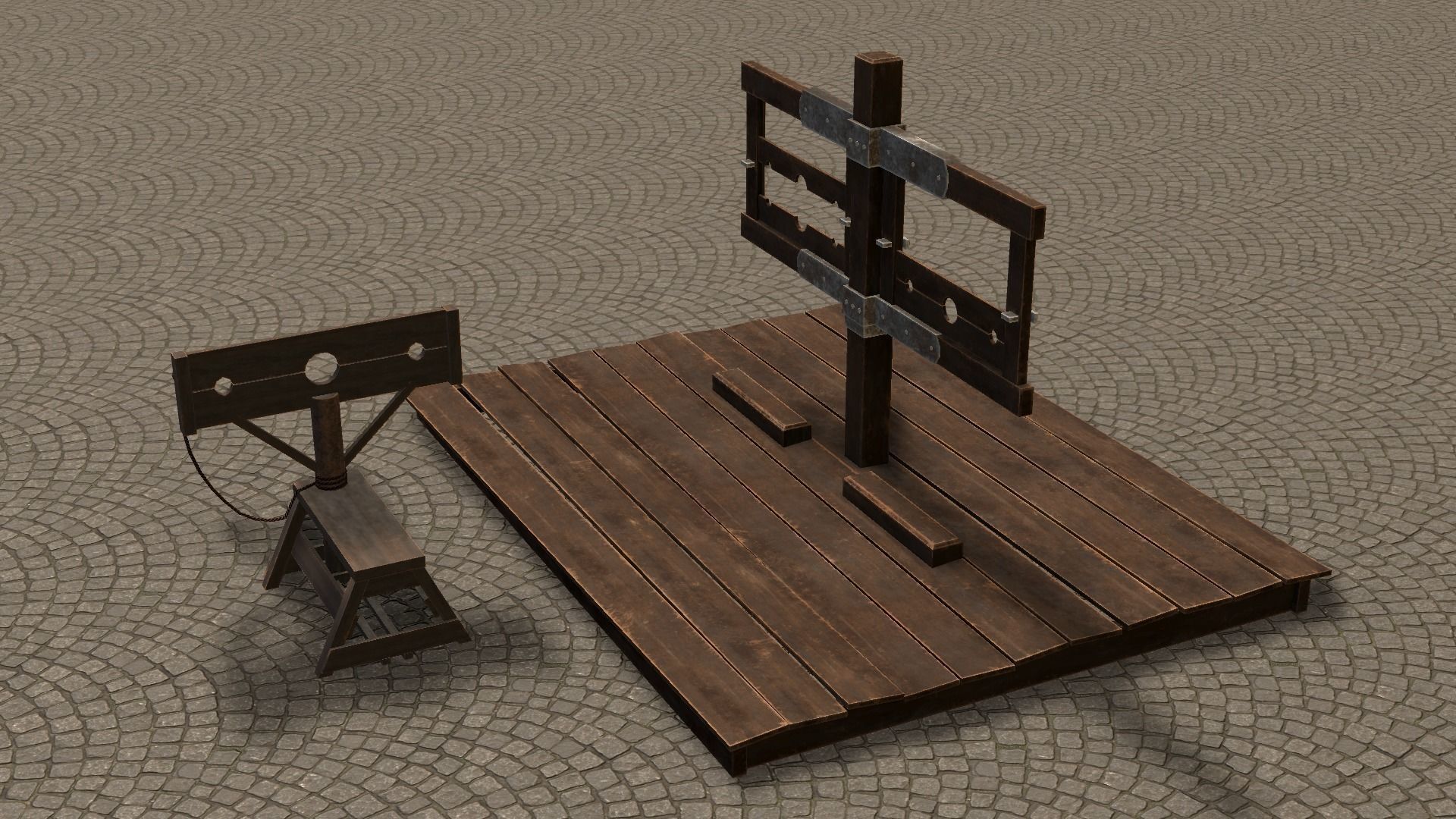 Medieval Stocks Low-poly 3D model_34