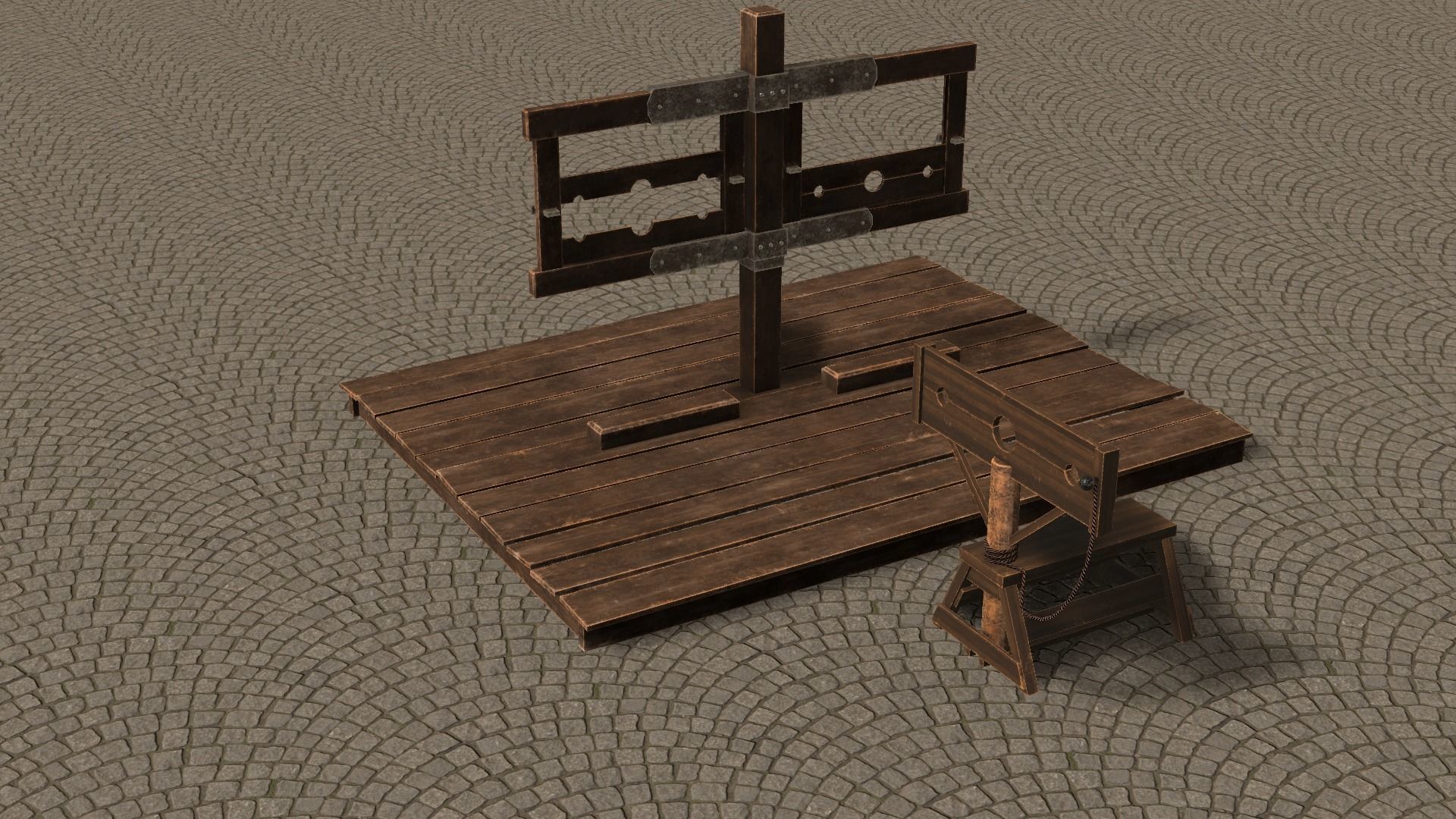 Medieval Stocks Low-poly 3D model_22