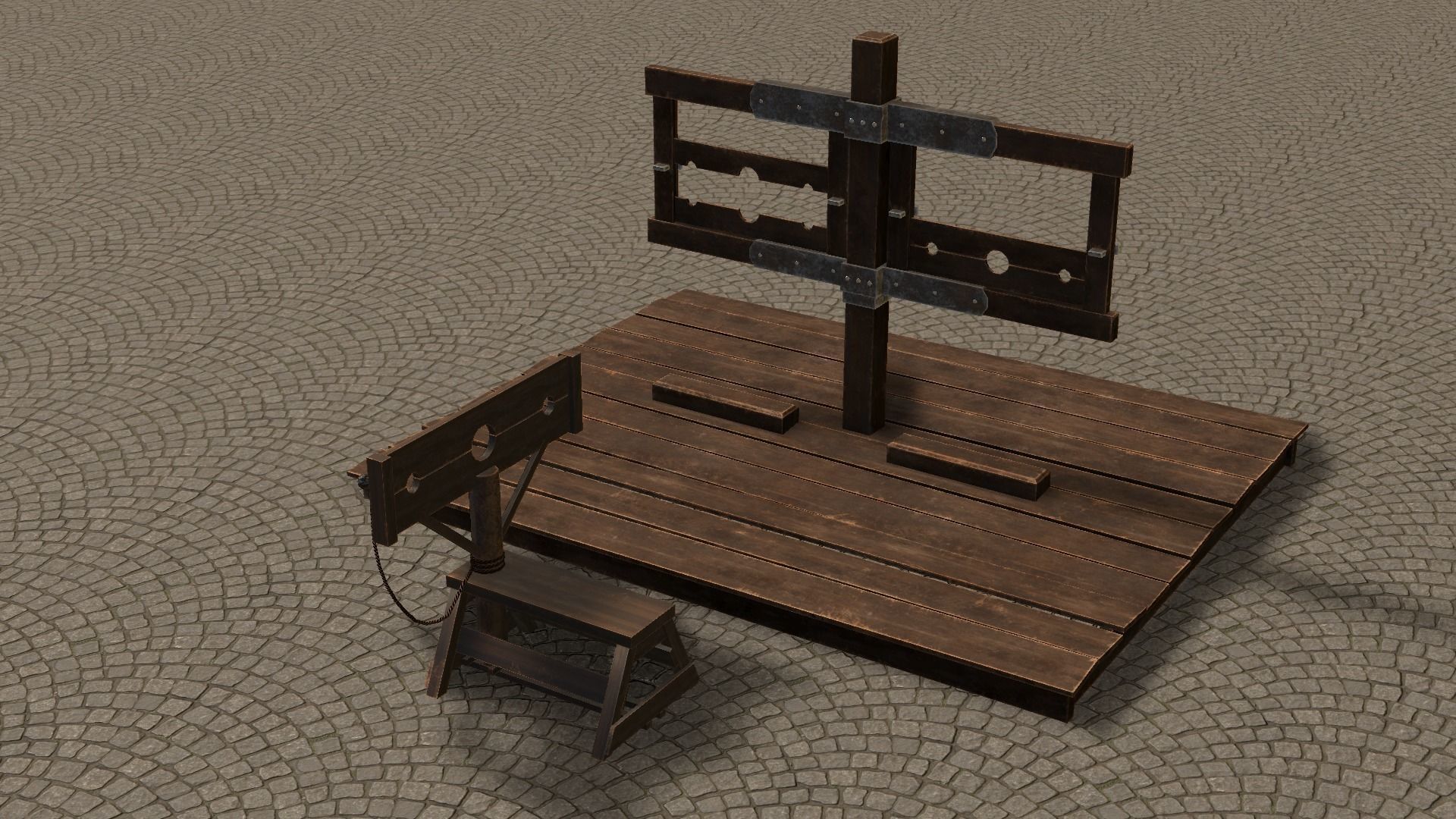 Medieval Stocks Low-poly 3D model_30