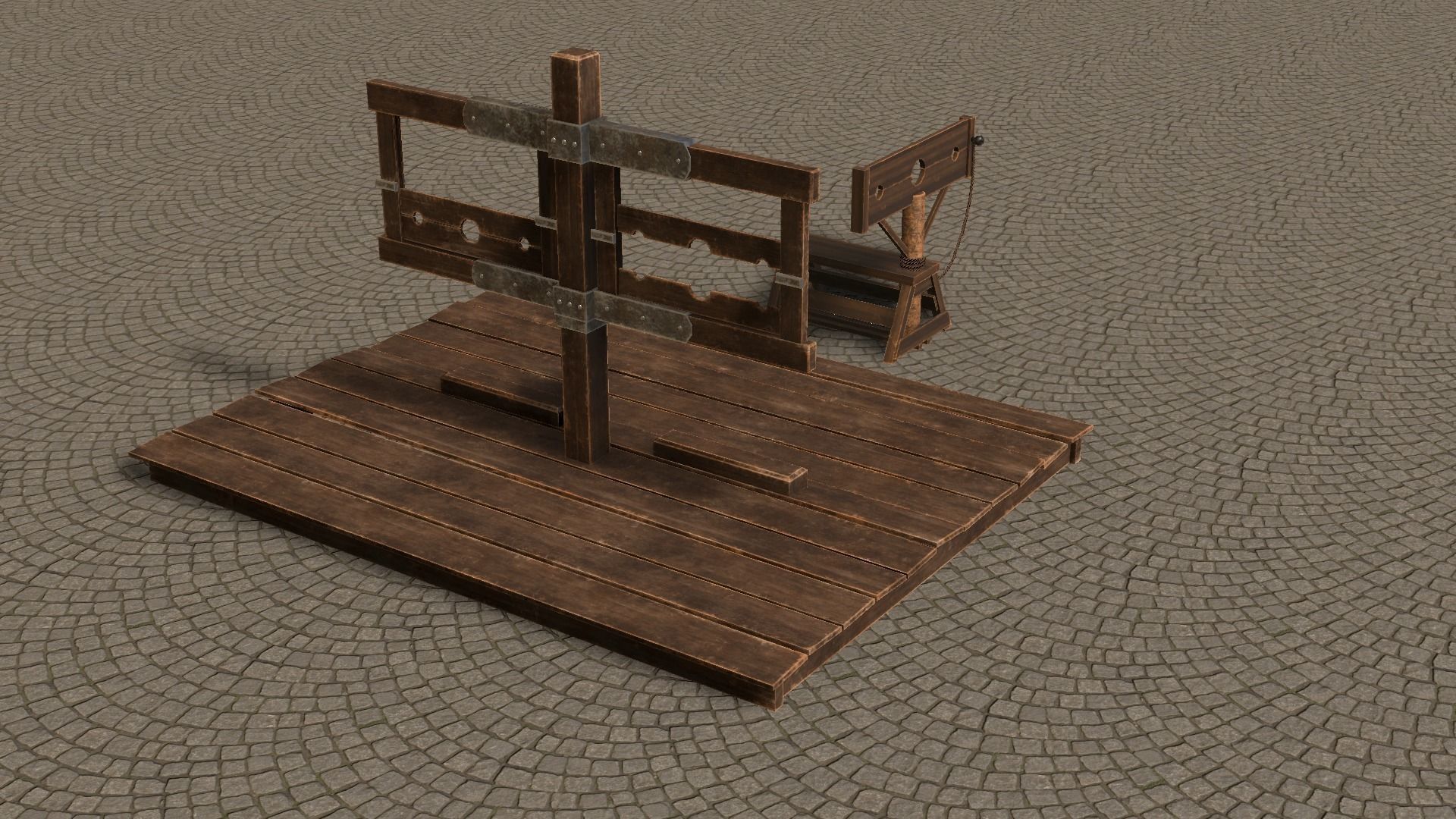 Medieval Stocks Low-poly 3D model_53