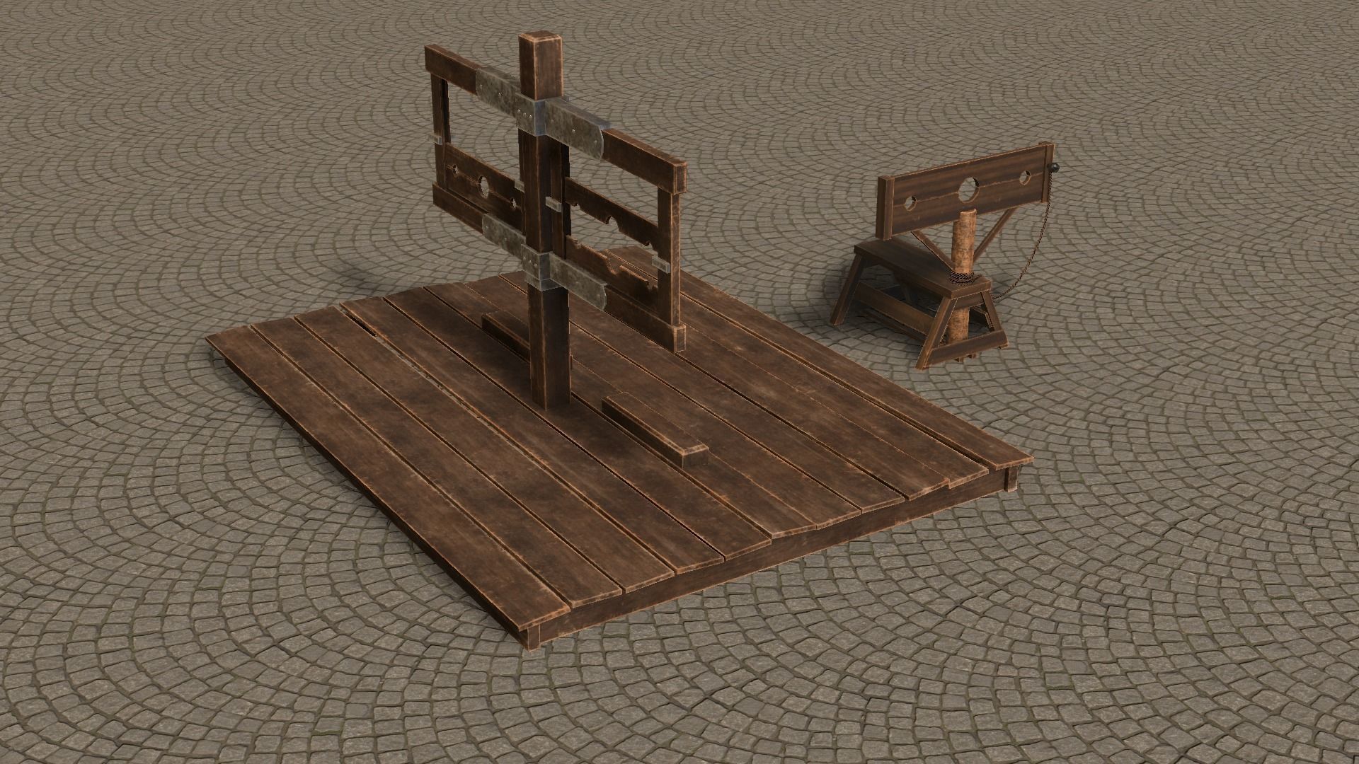 Medieval Stocks Low-poly 3D model_10