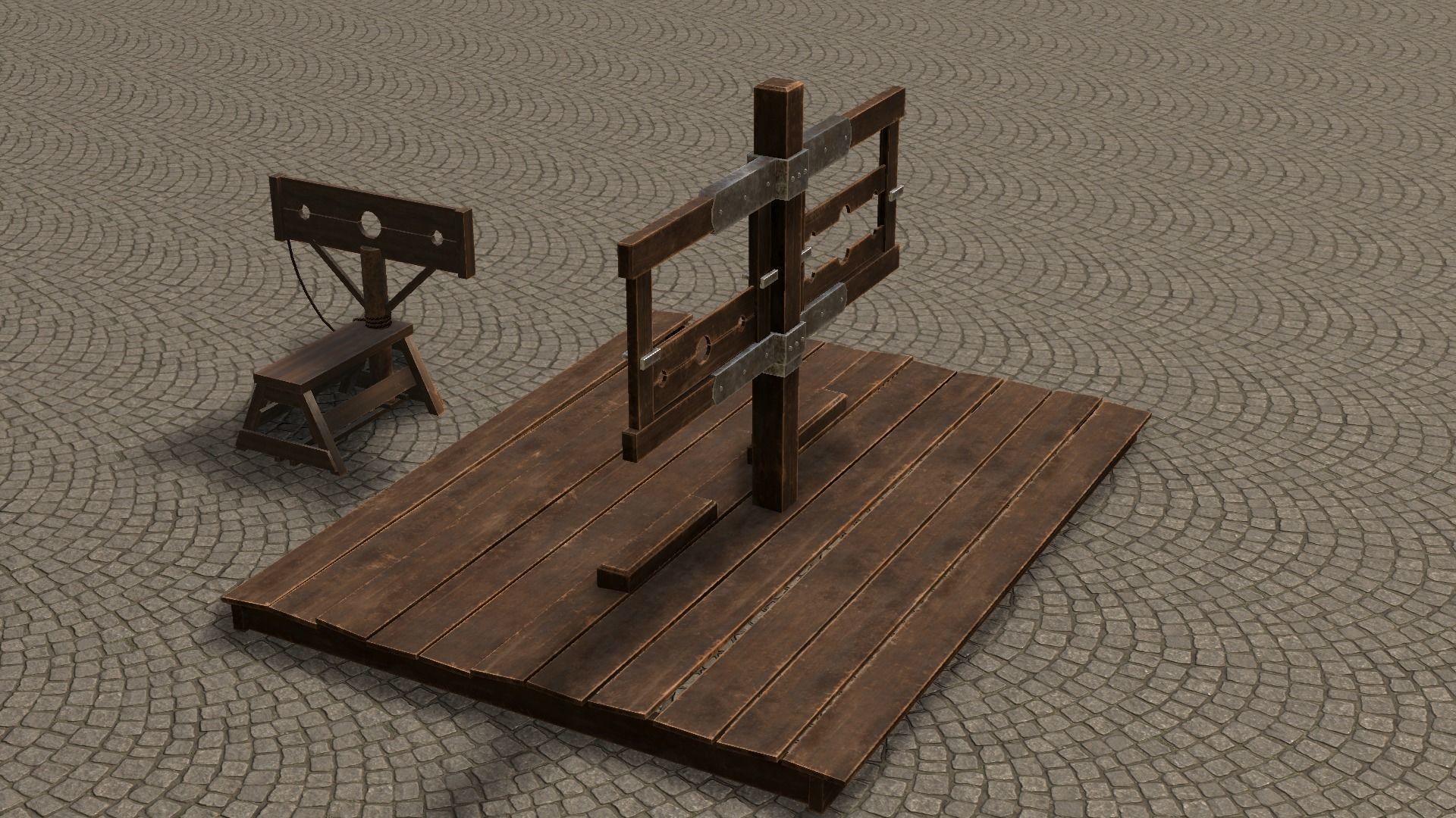Medieval Stocks Low-poly 3D model_41