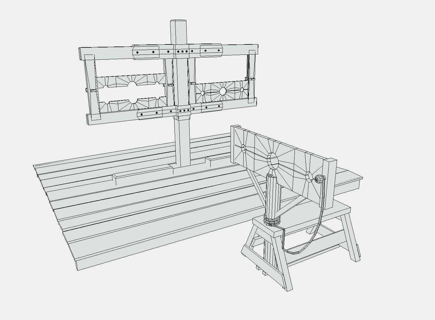 Medieval Stocks Low-poly 3D model_6