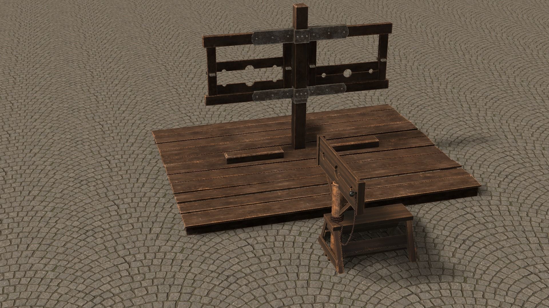 Medieval Stocks Low-poly 3D model_24