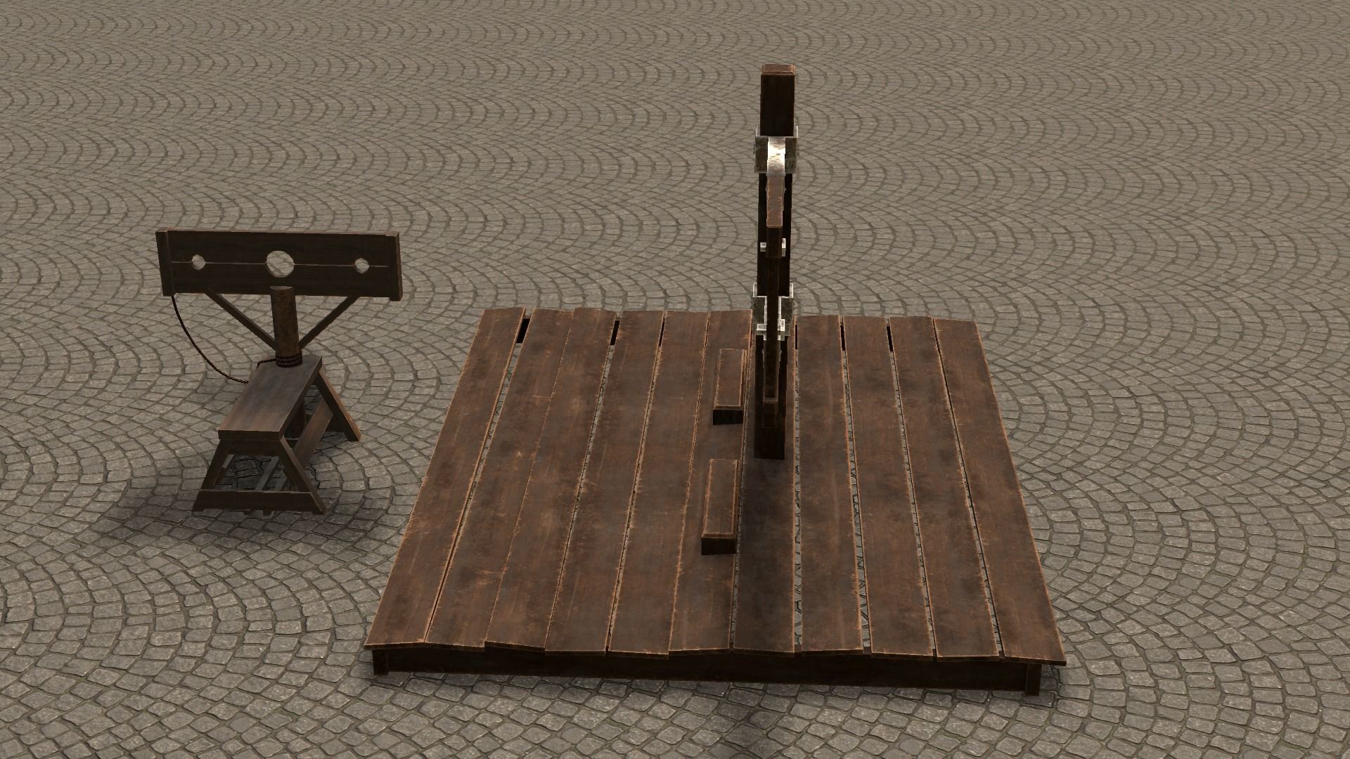 Medieval Stocks Low-poly 3D model_38