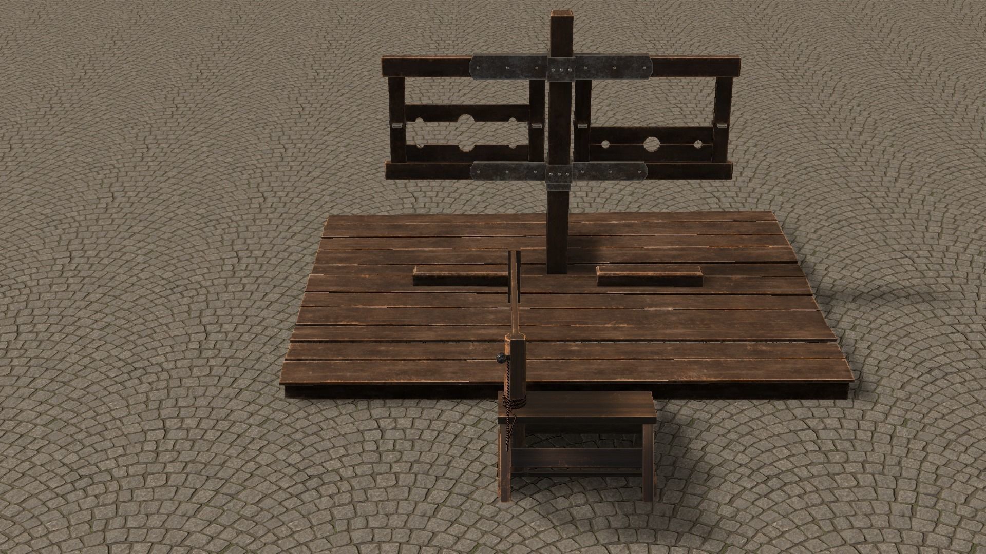 Medieval Stocks Low-poly 3D model_26