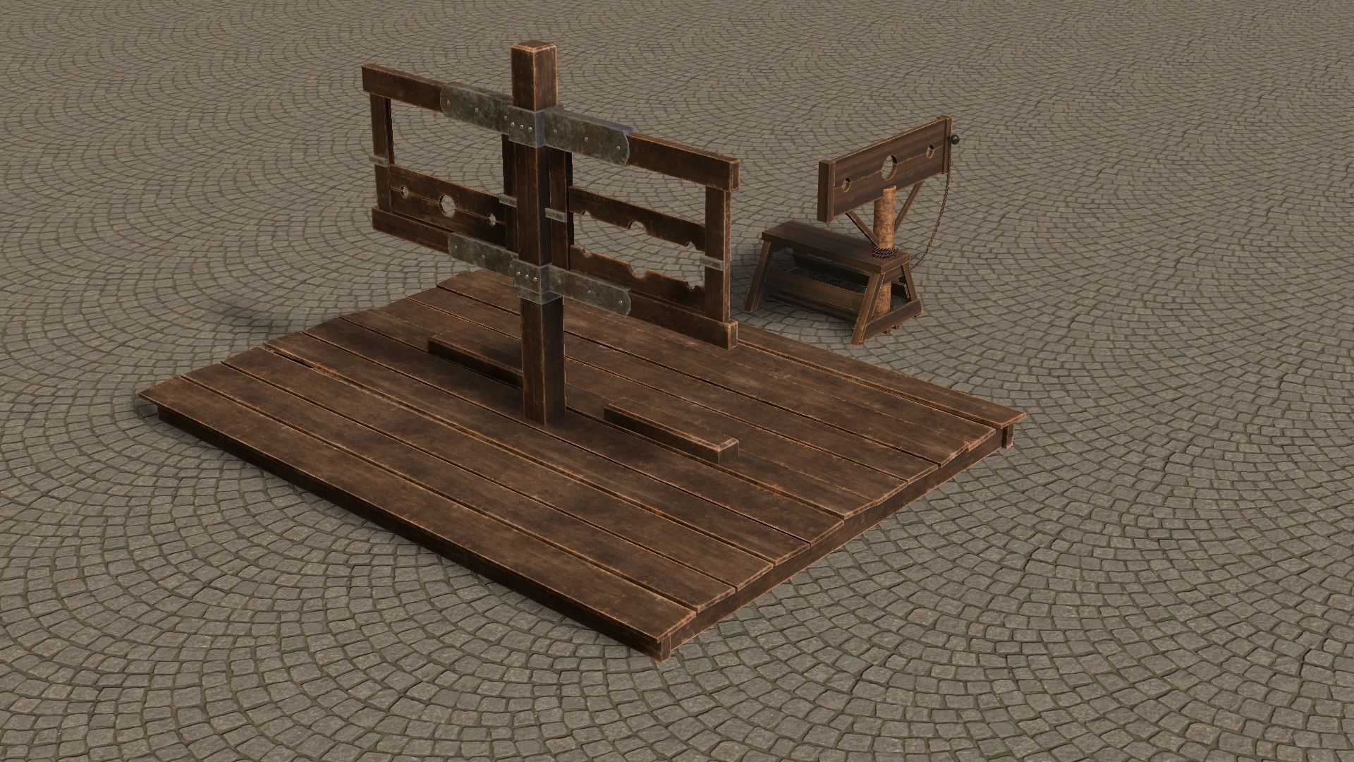 Medieval Stocks Low-poly 3D model_54