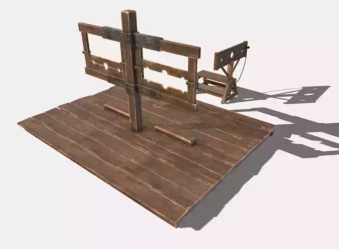 Medieval Stocks Low-poly 3D model