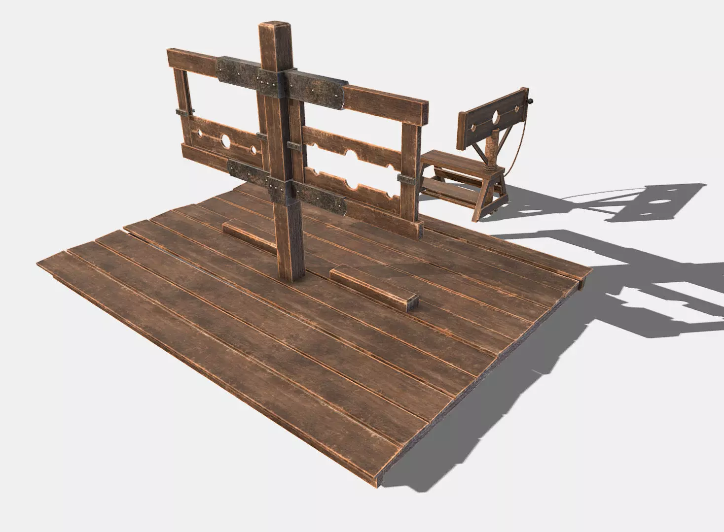 Medieval Stocks Low-poly 3D model_0