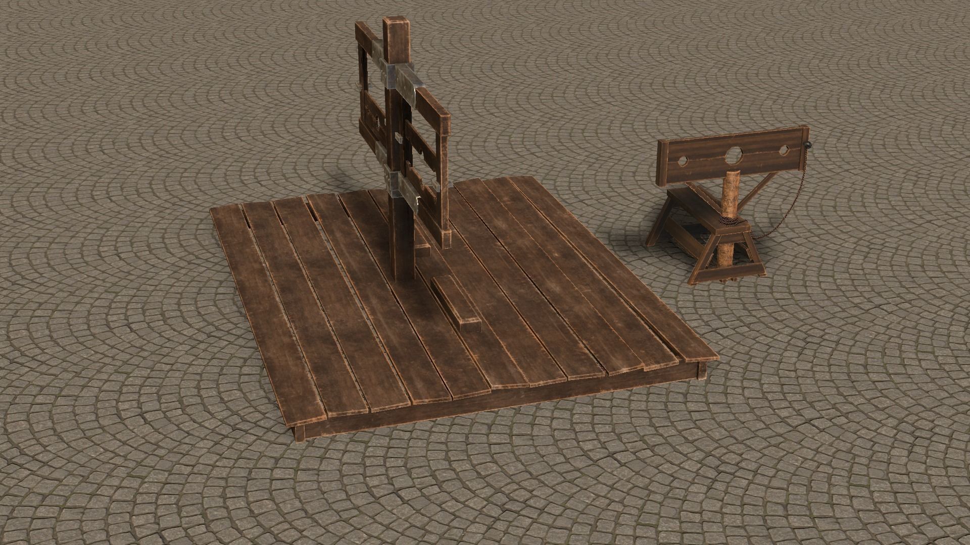 Medieval Stocks Low-poly 3D model_12