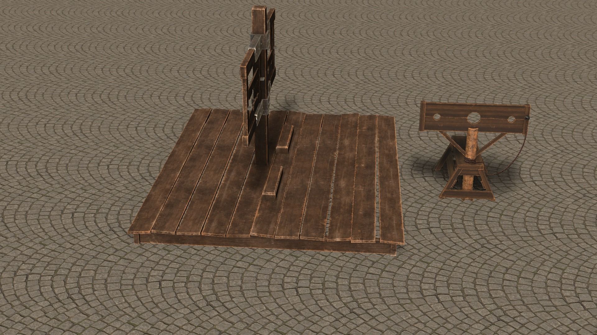 Medieval Stocks Low-poly 3D model_15