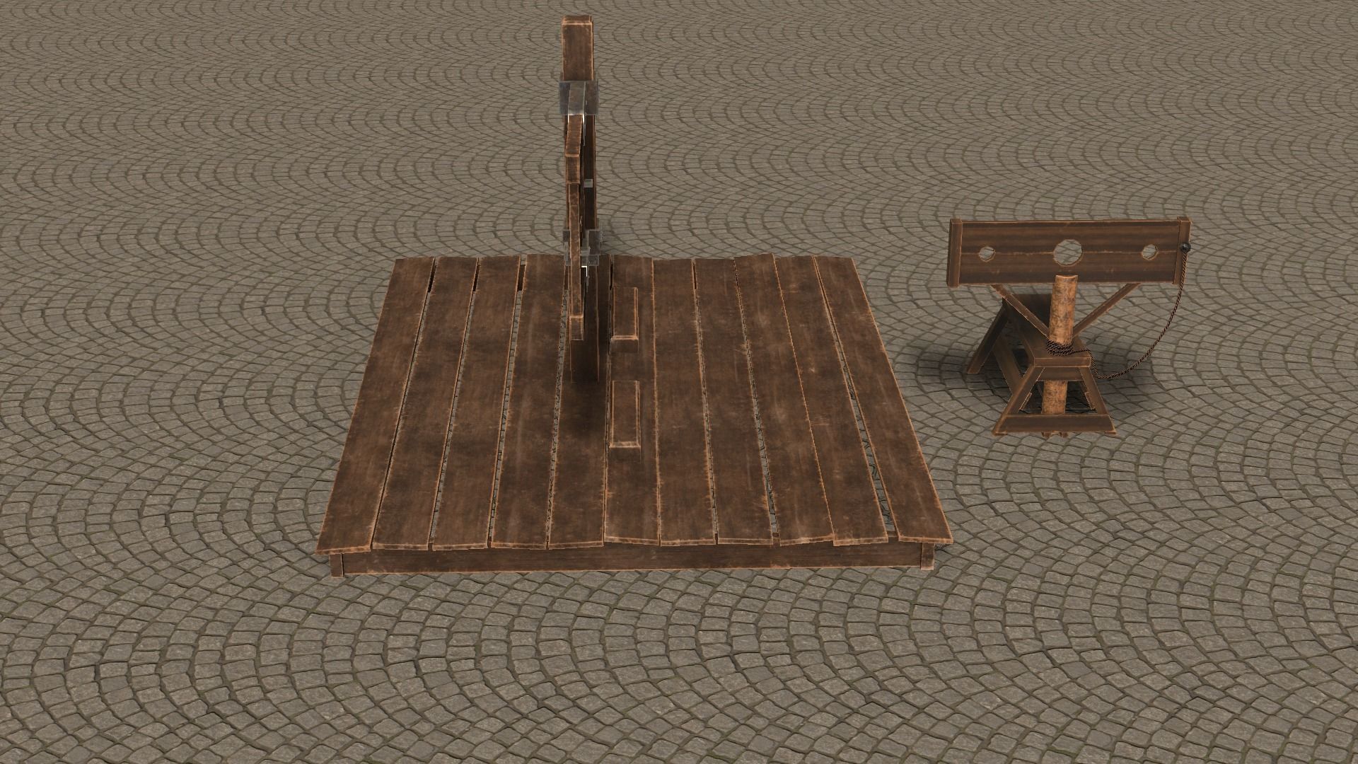 Medieval Stocks Low-poly 3D model_14