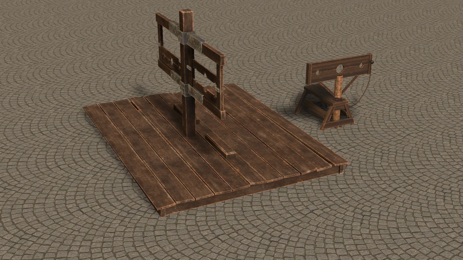 Medieval Stocks Low-poly 3D model_11