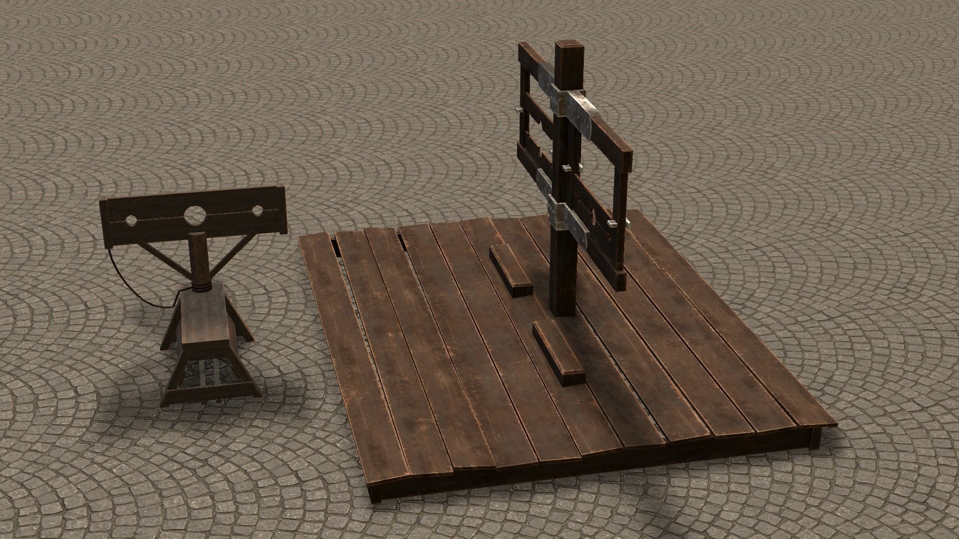 Medieval Stocks Low-poly 3D model_36