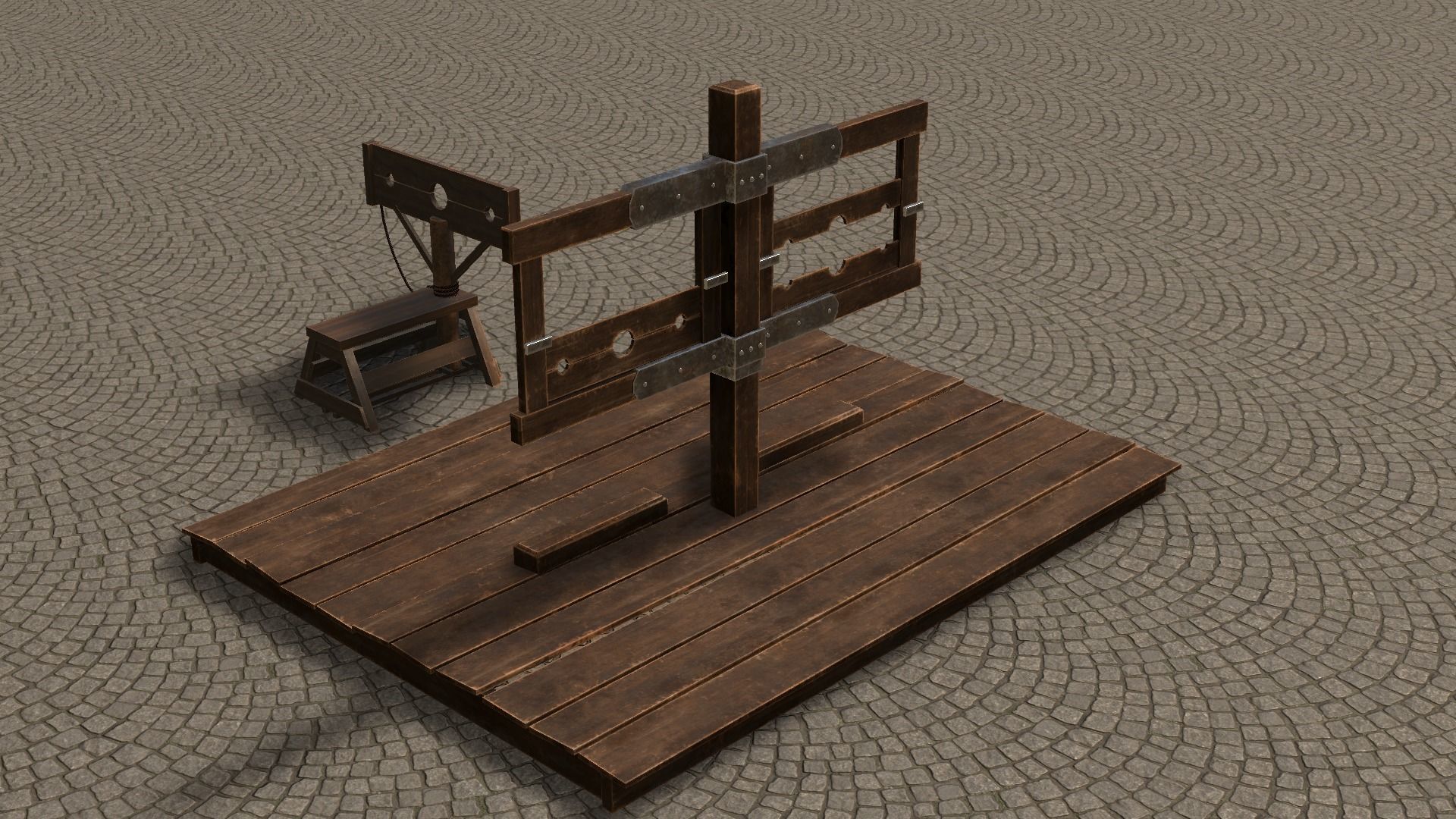 Medieval Stocks Low-poly 3D model_43