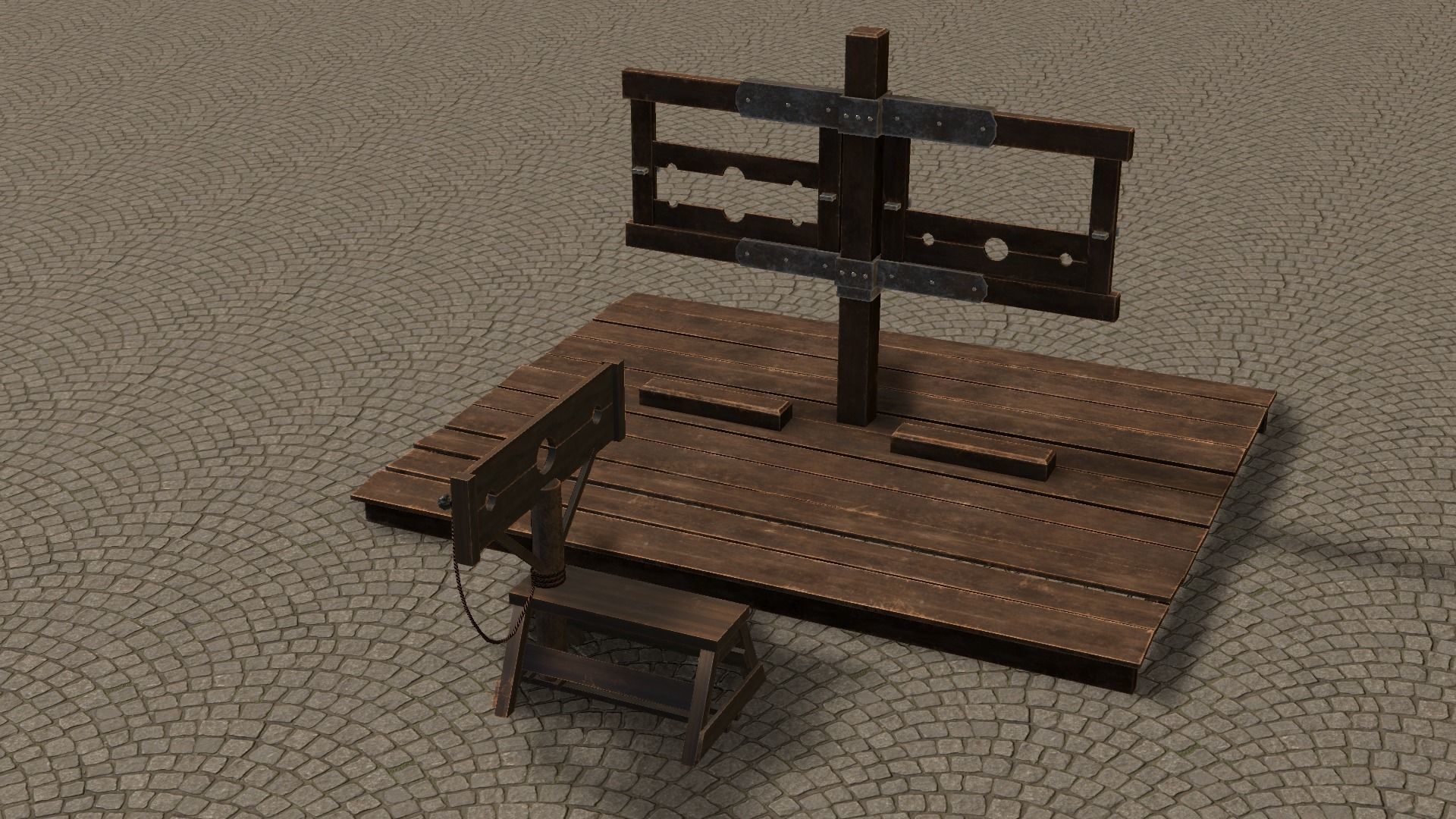 Medieval Stocks Low-poly 3D model_29