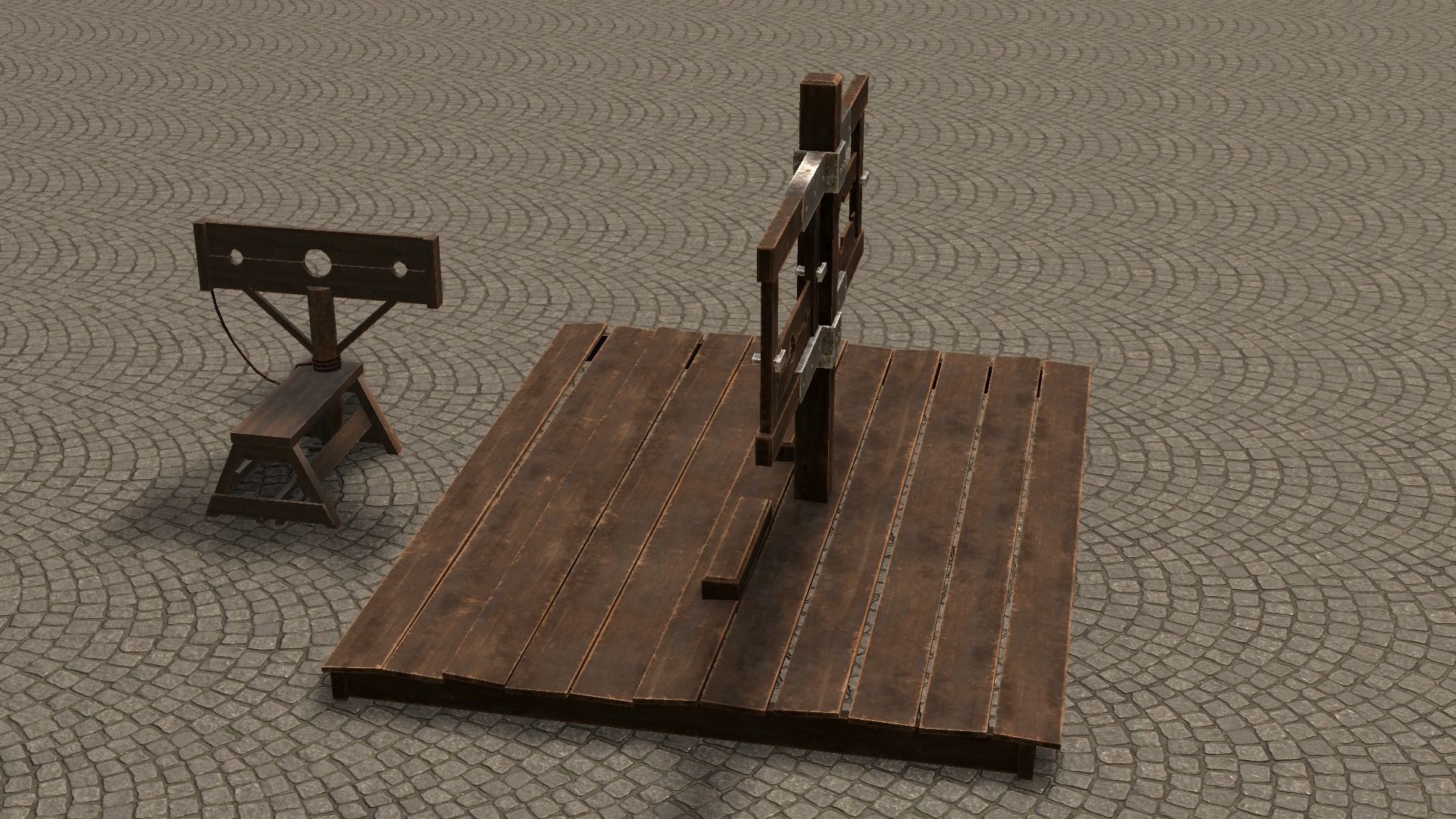 Medieval Stocks Low-poly 3D model_39