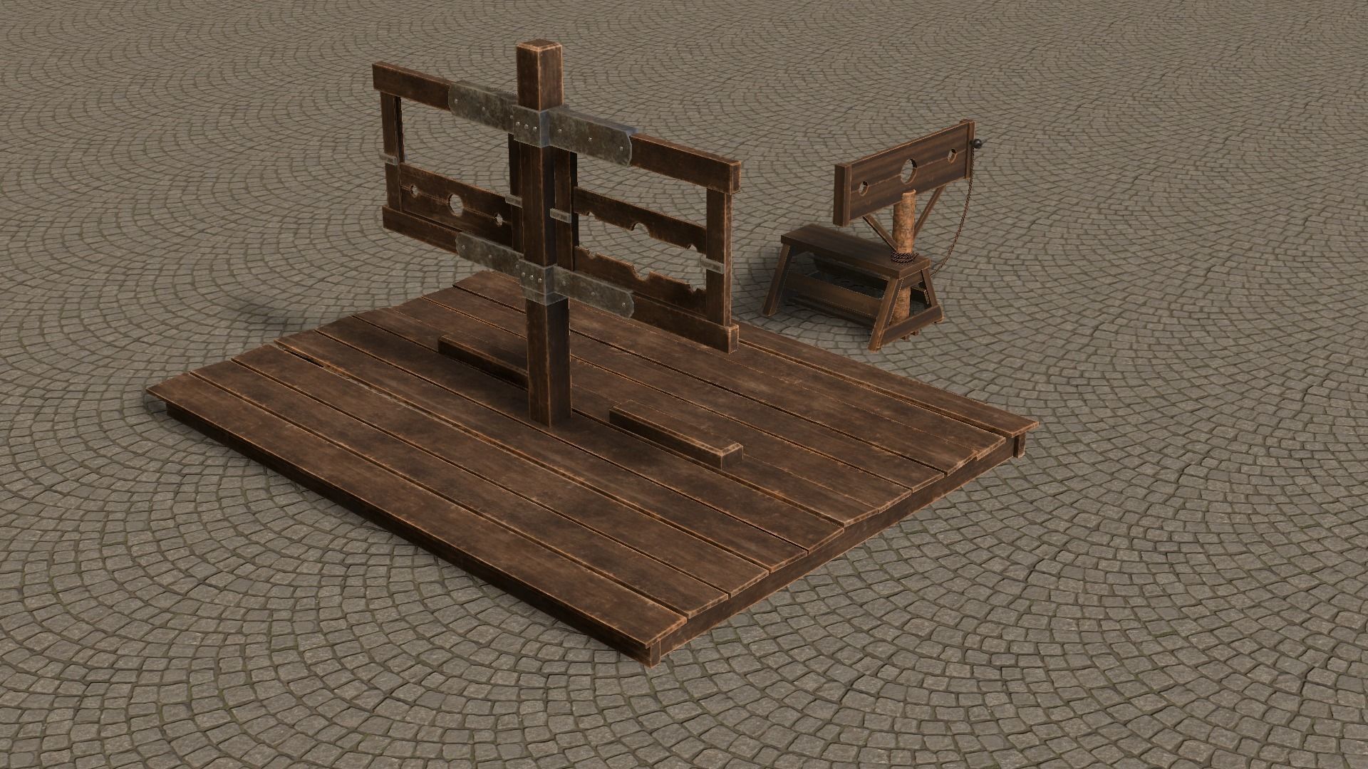 Medieval Stocks Low-poly 3D model_8