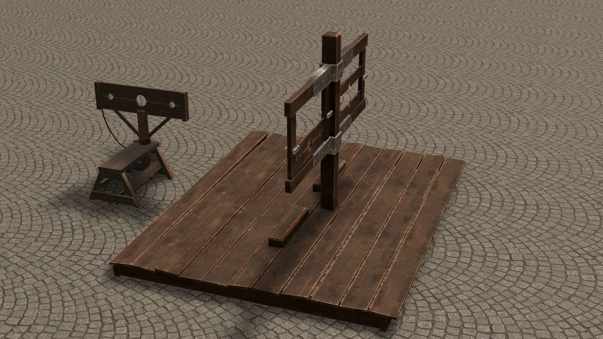 Medieval Stocks Low-poly 3D model_40