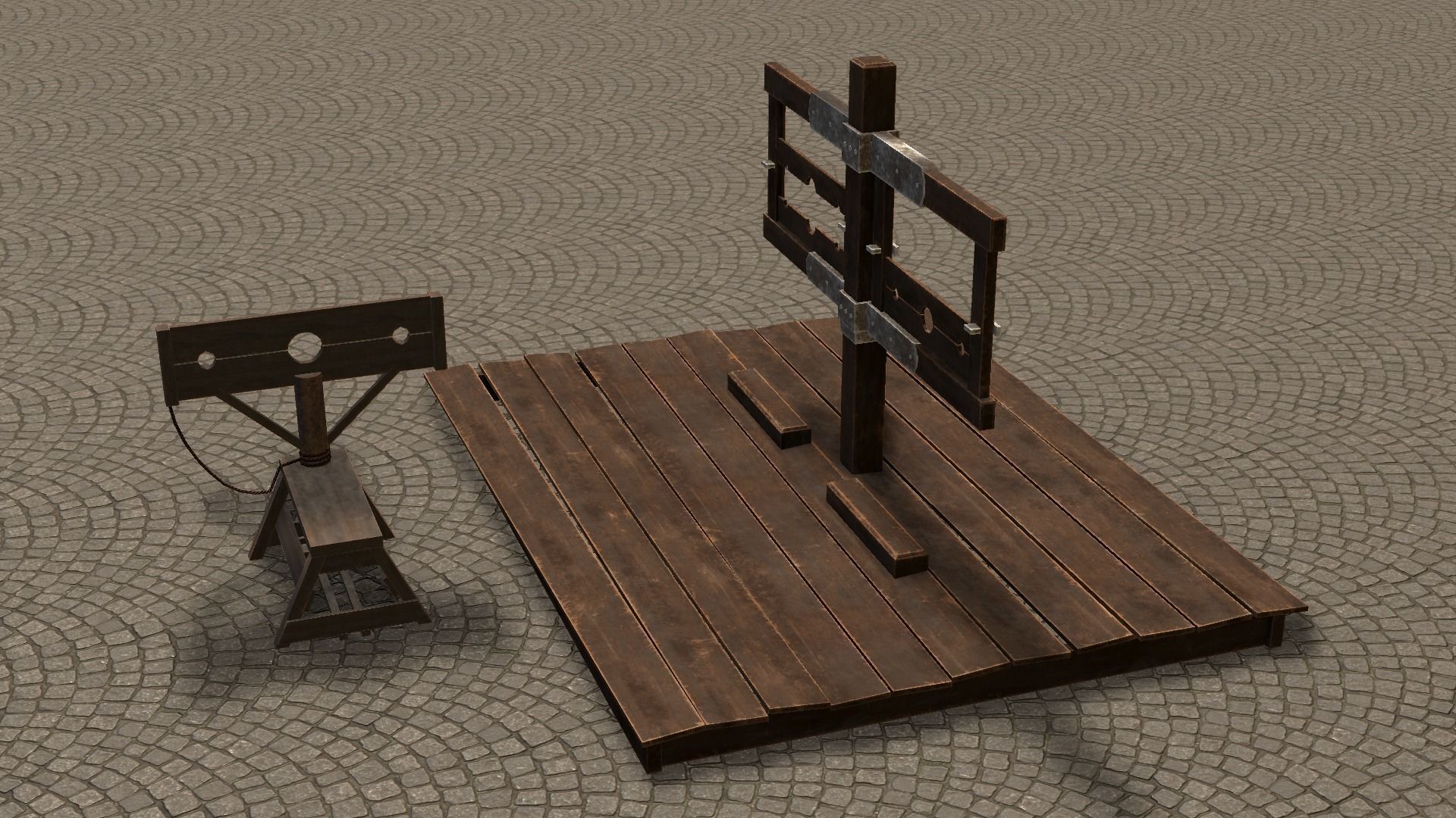 Medieval Stocks Low-poly 3D model_35