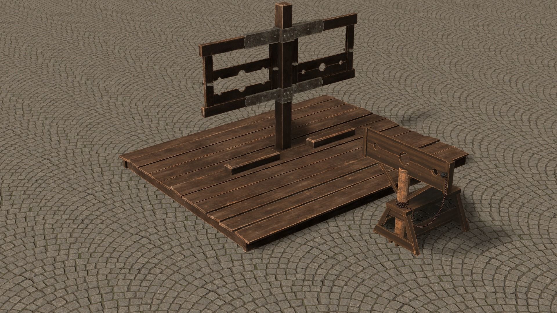 Medieval Stocks Low-poly 3D model_21
