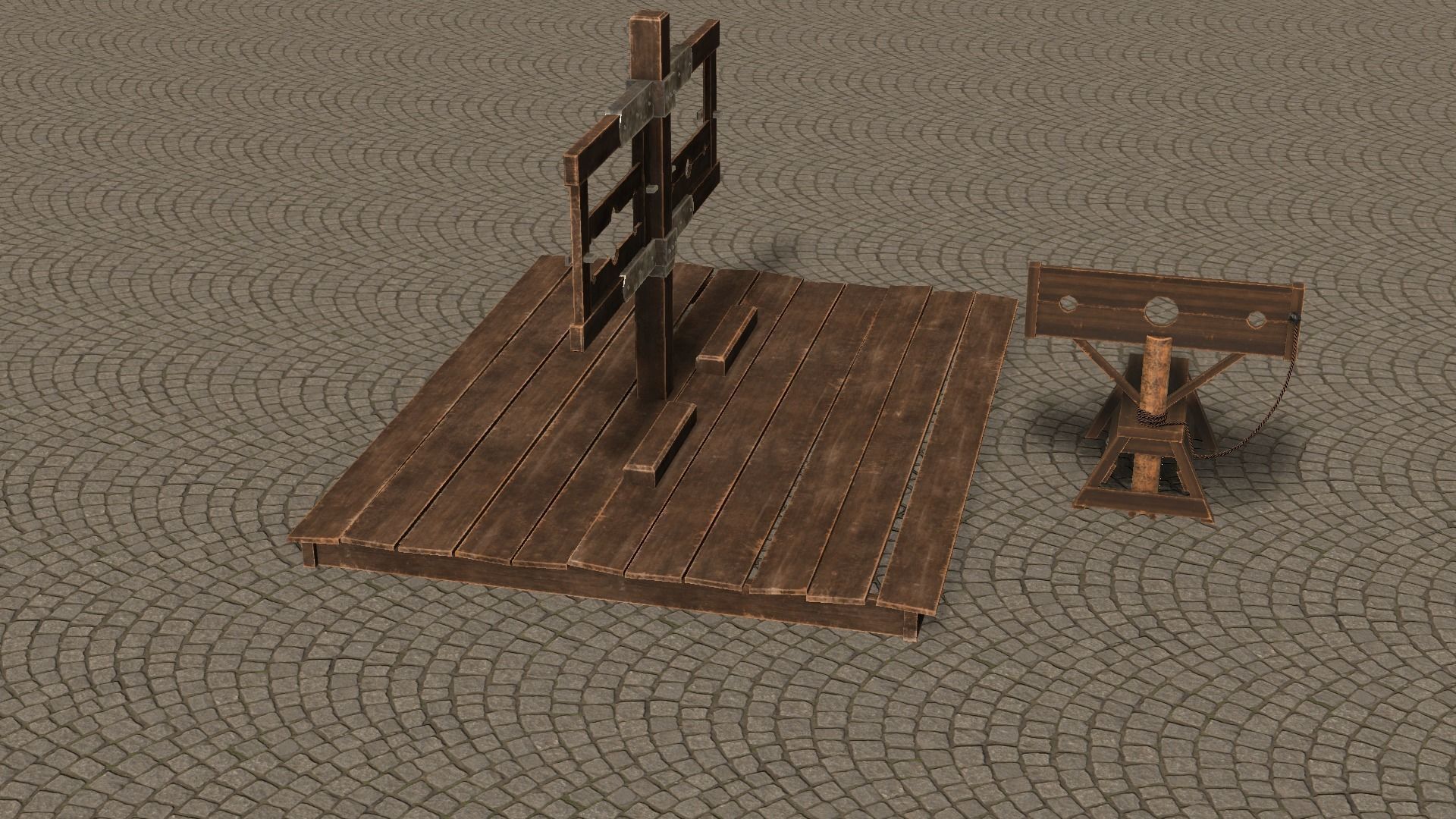 Medieval Stocks Low-poly 3D model_16