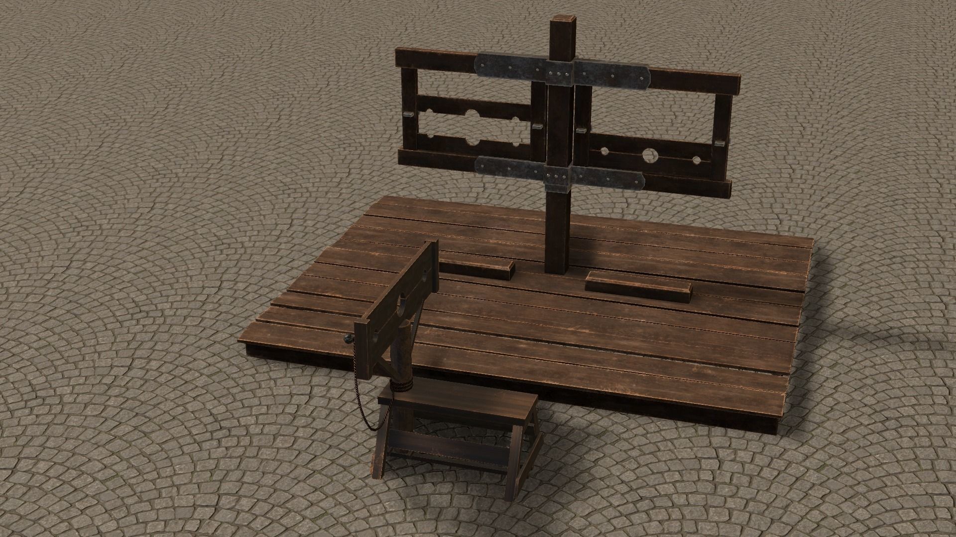 Medieval Stocks Low-poly 3D model_28