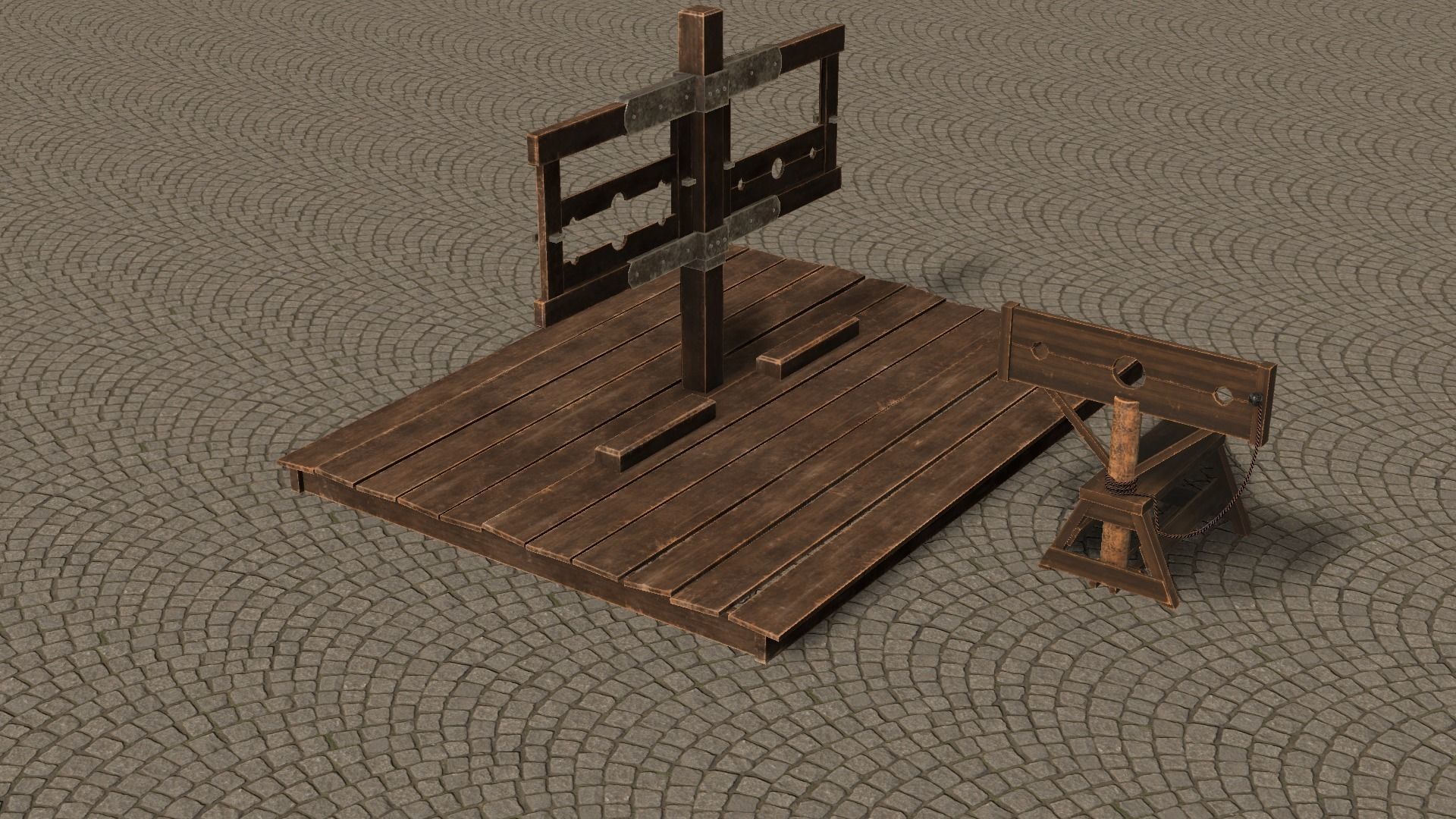 Medieval Stocks Low-poly 3D model_19