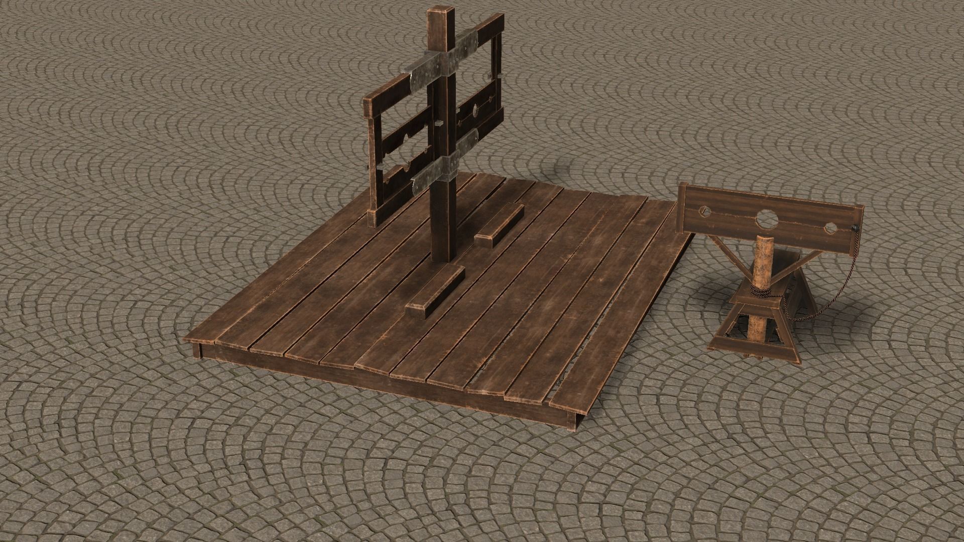 Medieval Stocks Low-poly 3D model_17