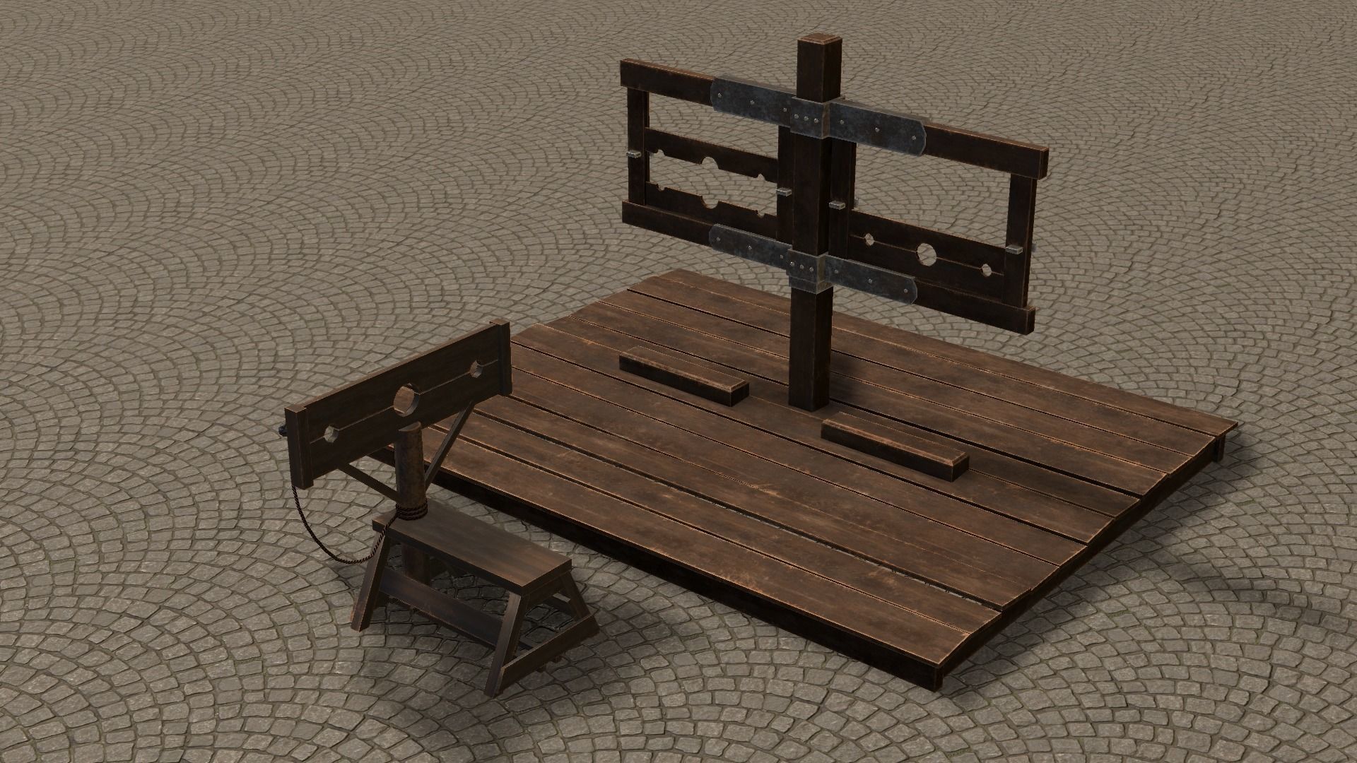 Medieval Stocks Low-poly 3D model_31
