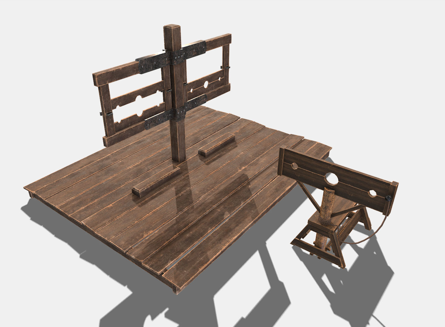 Medieval Stocks Low-poly 3D model_1
