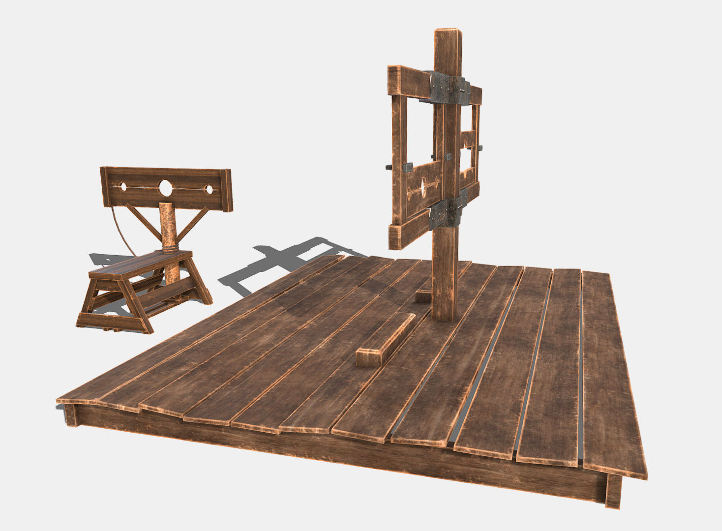 Medieval Stocks Low-poly 3D model_3