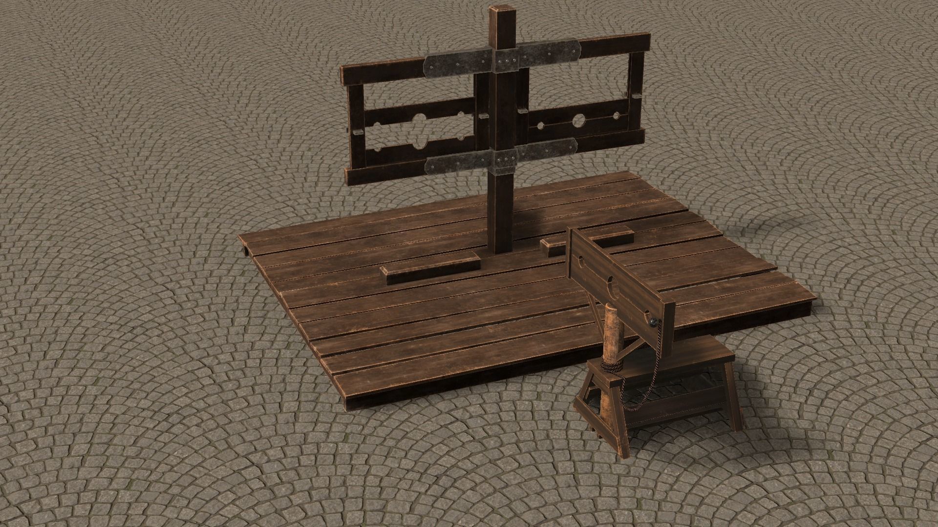 Medieval Stocks Low-poly 3D model_23