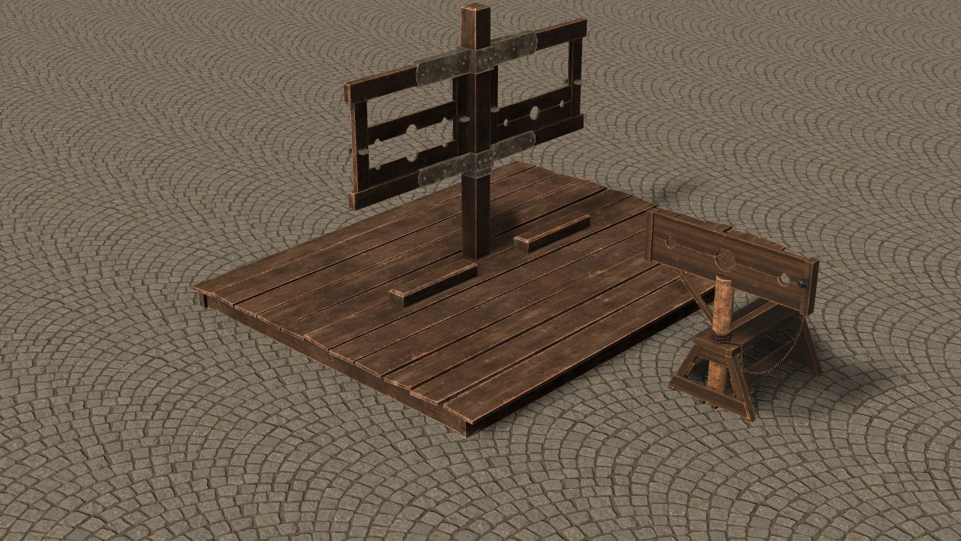 Medieval Stocks Low-poly 3D model_20