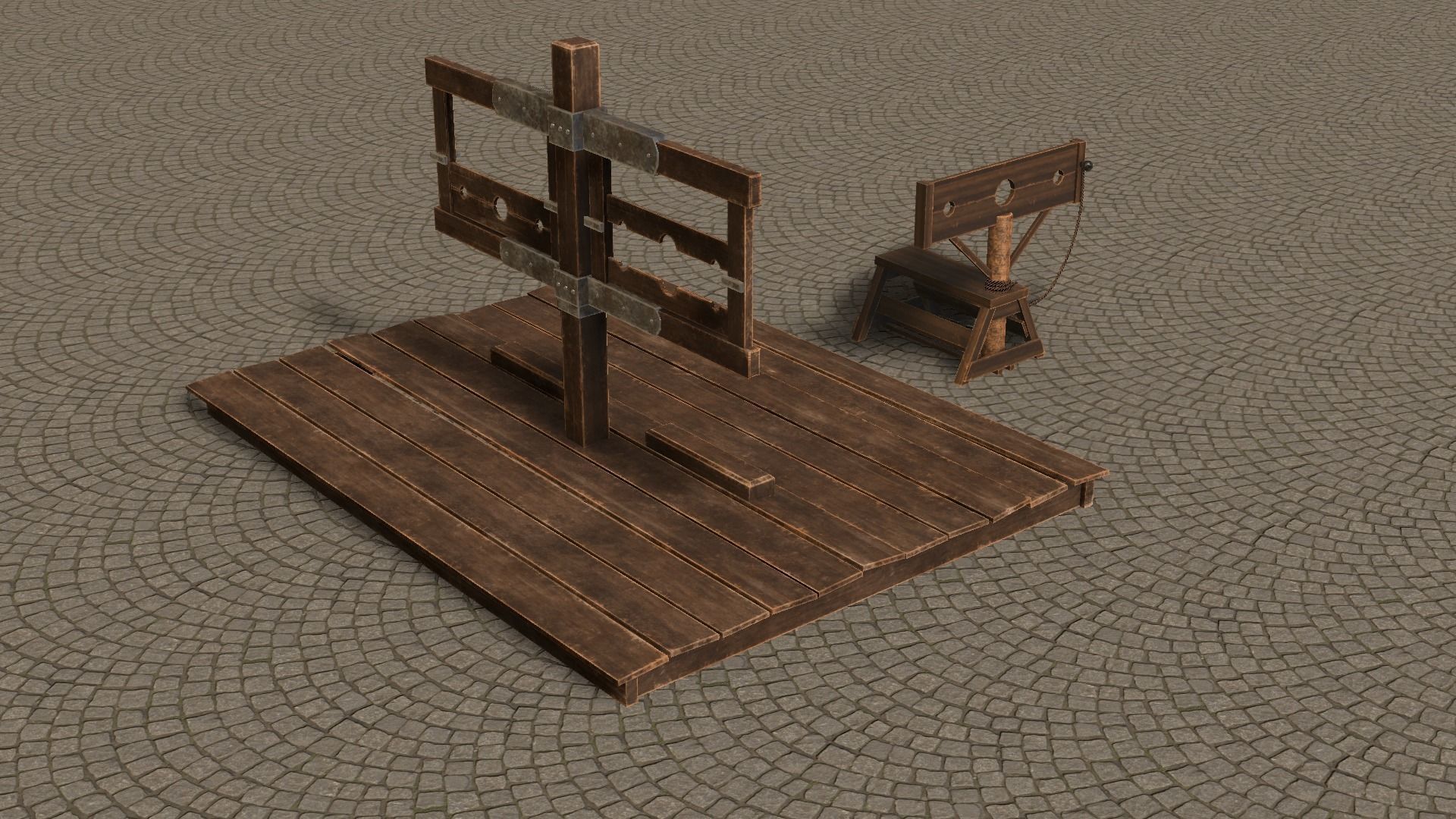 Medieval Stocks Low-poly 3D model_9