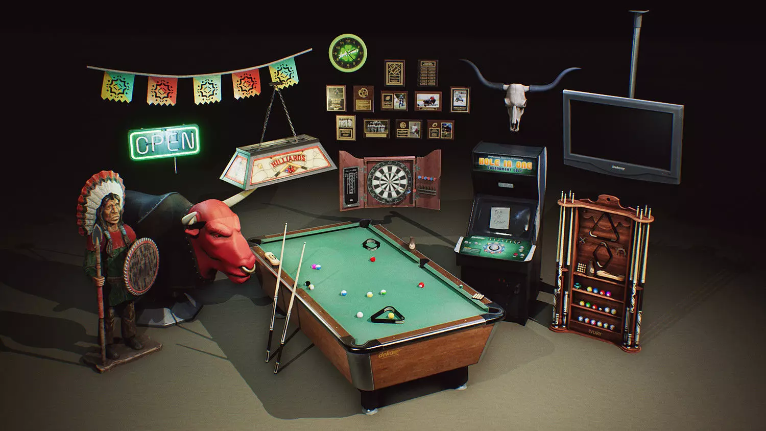 Game ready Furniture Props UE4 Realism Low-poly 3D model_0