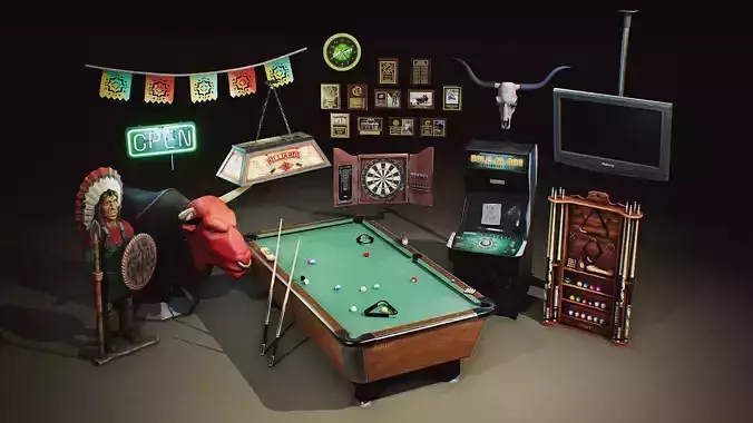 Game ready Furniture Props UE4 Realism Low-poly 3D model