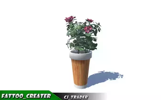 Decorative plant set Red-Flower 3D Model