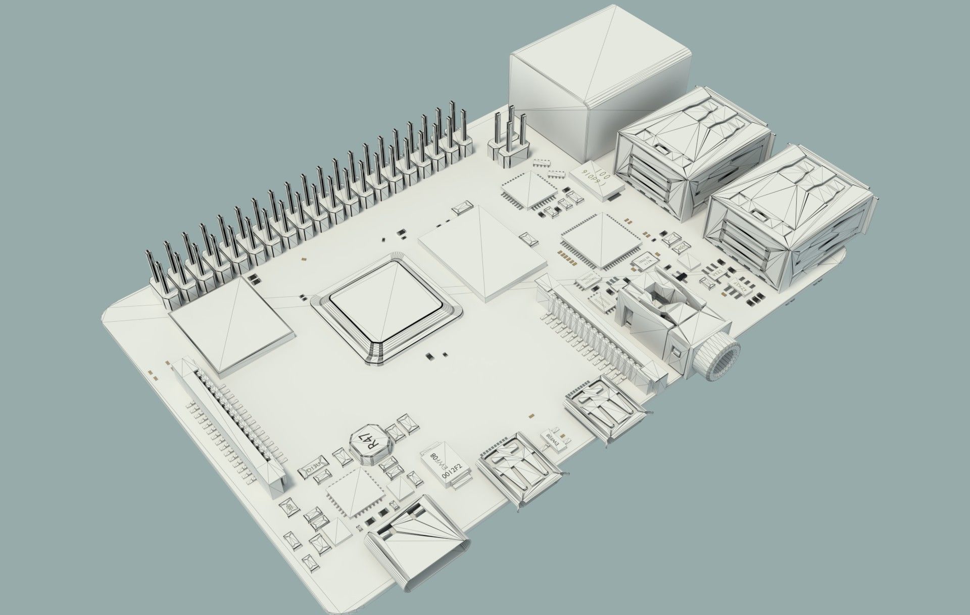 raspberry pi 4 Low-poly 3D model_7