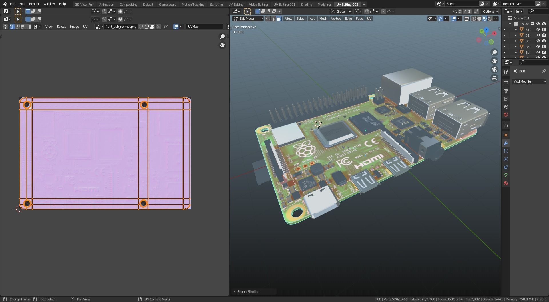 raspberry pi 4 Low-poly 3D model_8