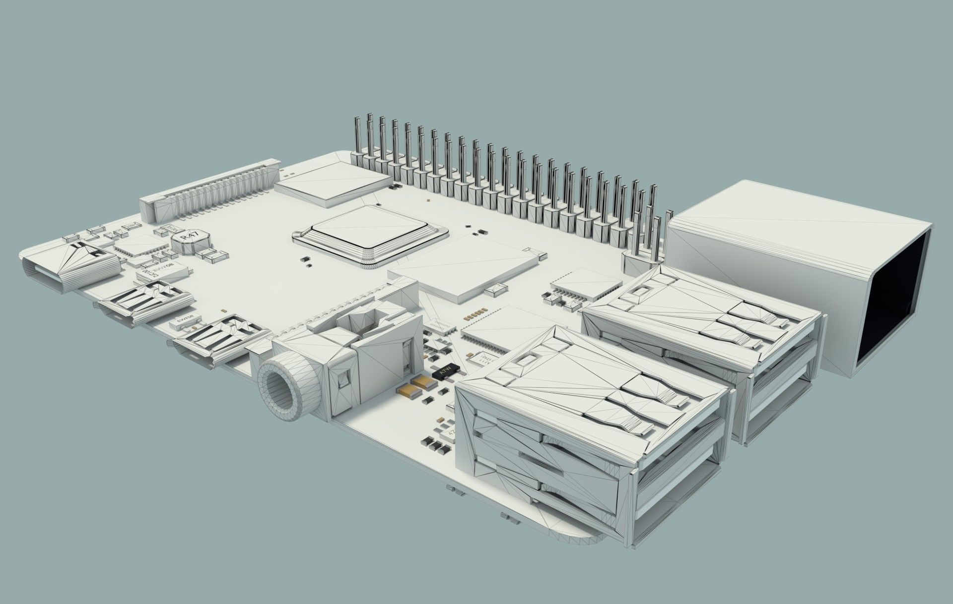 raspberry pi 4 Low-poly 3D model_5