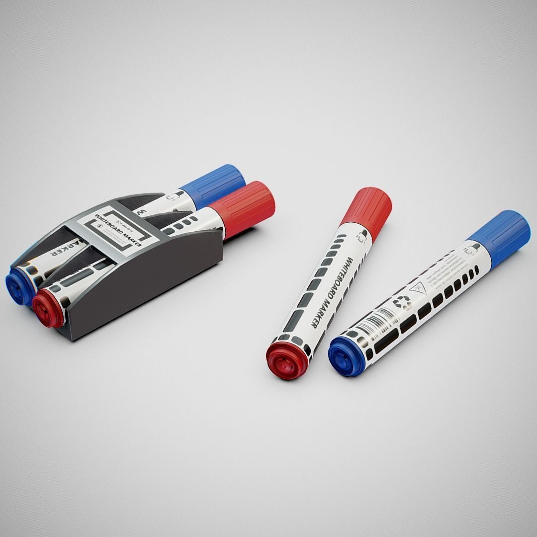 Whiteboard Markers - Generic 01 Low-poly 3D model_1