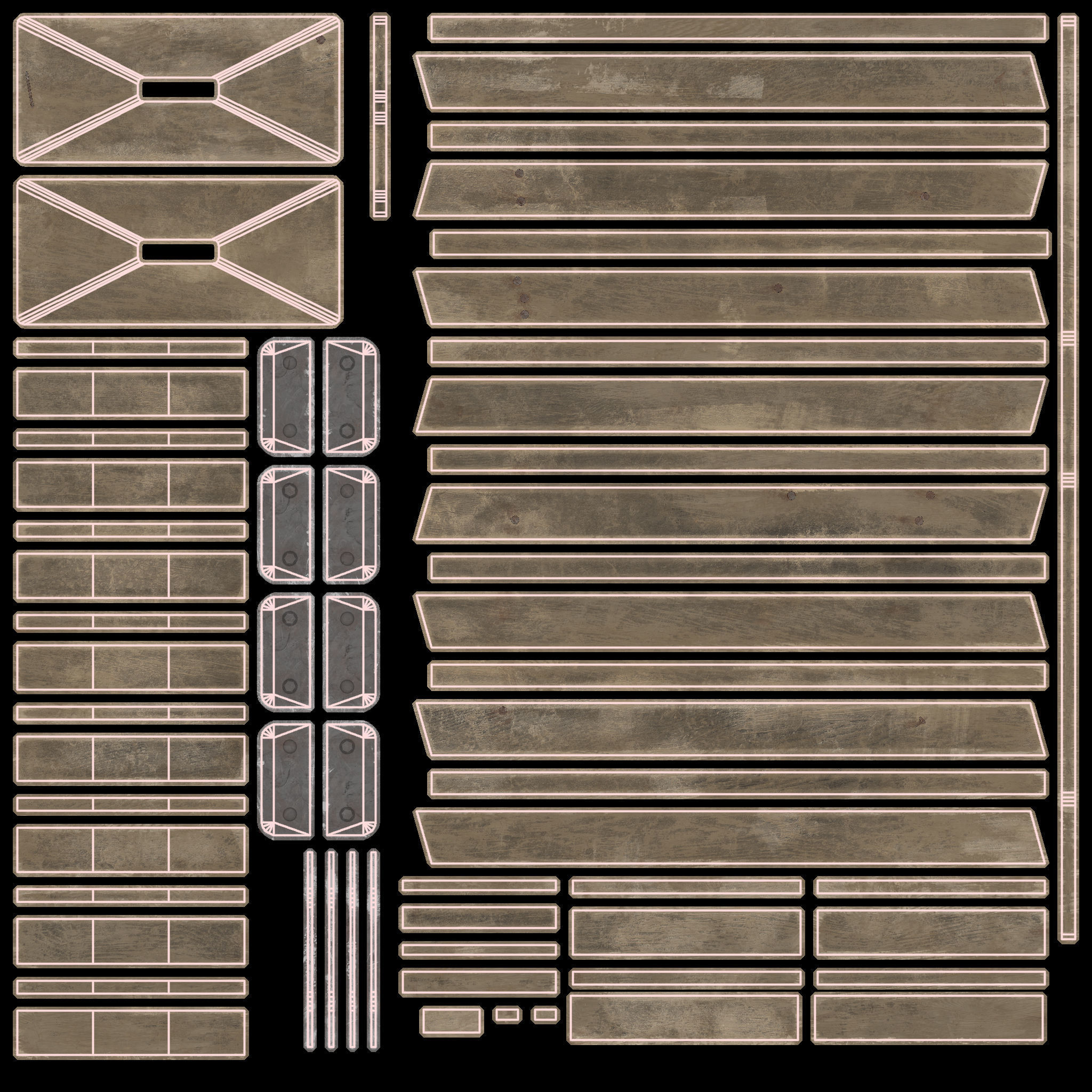 Wooden Ladder Low-poly 3D model_4