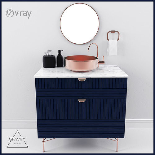 Washbasin bathroom vanity copper Free low-poly 3D model