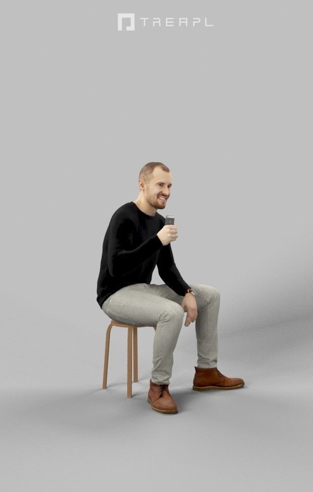 10x Sitting Woman Casual Man People Volume 01 3D Model Collection_47