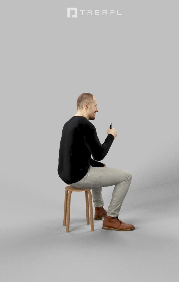 10x Sitting Woman Casual Man People Volume 01 3D Model Collection_48