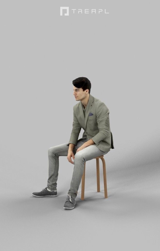 10x Sitting Woman Casual Man People Volume 01 3D Model Collection_81