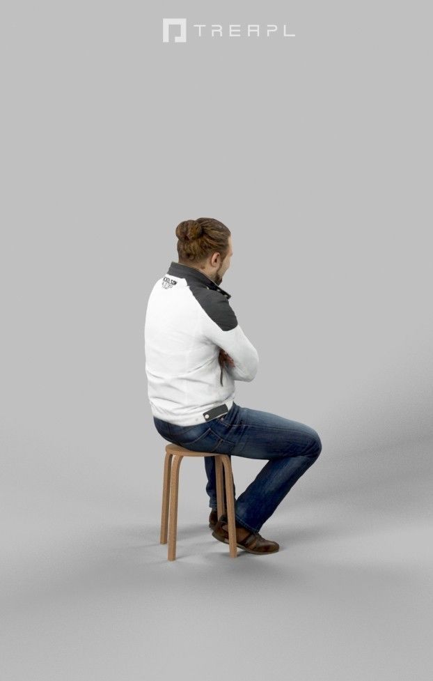 10x Sitting Woman Casual Man People Volume 01 3D Model Collection_57