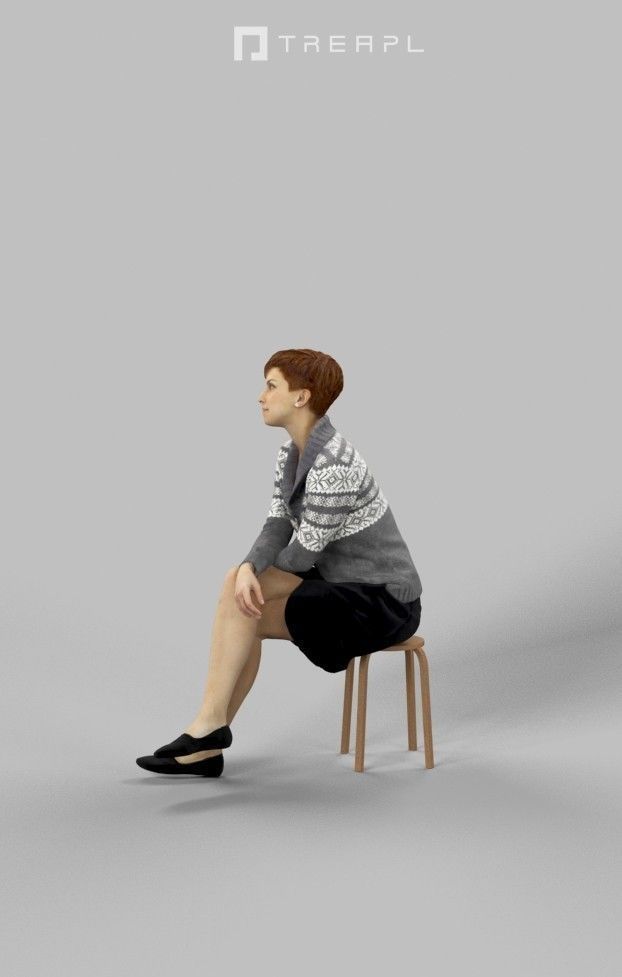 10x Sitting Woman Casual Man People Volume 01 3D Model Collection_30